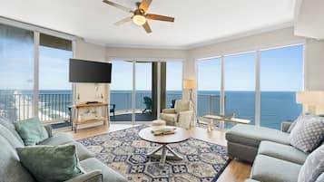 Condo, 3 Bedrooms, Ocean View (2917) | Living area | 50-inch Smart TV with cable channels, TV