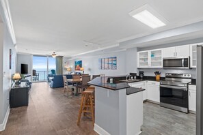 Condo, 3 Bedrooms, Ocean View (402) | Private kitchen | Full-size fridge, microwave, oven, stovetop - Tidewater Beach Resort by Panhandle Getaways (Panama City Beach)
