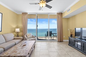 Condo, 1 Bedroom, Beach View (1115) | Living area | 50-inch Smart TV with cable channels, TV - Tidewater Beach Resort by Panhandle Getaways (Panama City Beach)