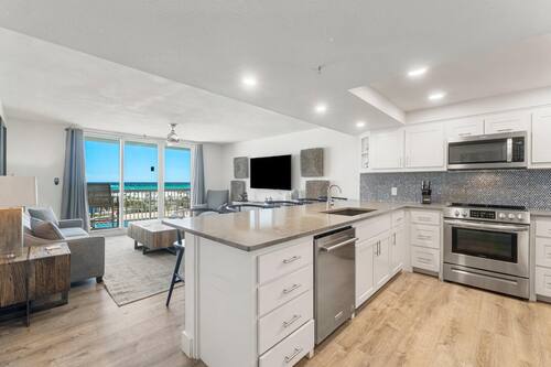 Apartamento, 1 habitación, vistas a la playa (110) | Cocina privada | Frigorífico, microondas, horno y placa de cocina