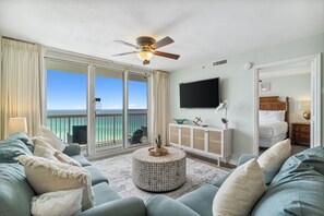 Condo, 2 Bedrooms, Beach View (1916) | Living area - Pelican Beach Resort by Panhandle Getaways (Destin)