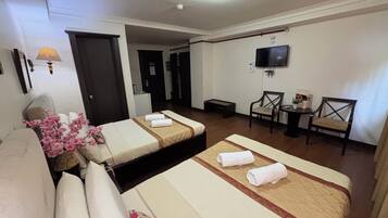 Desk, blackout curtains, iron/ironing board, free WiFi