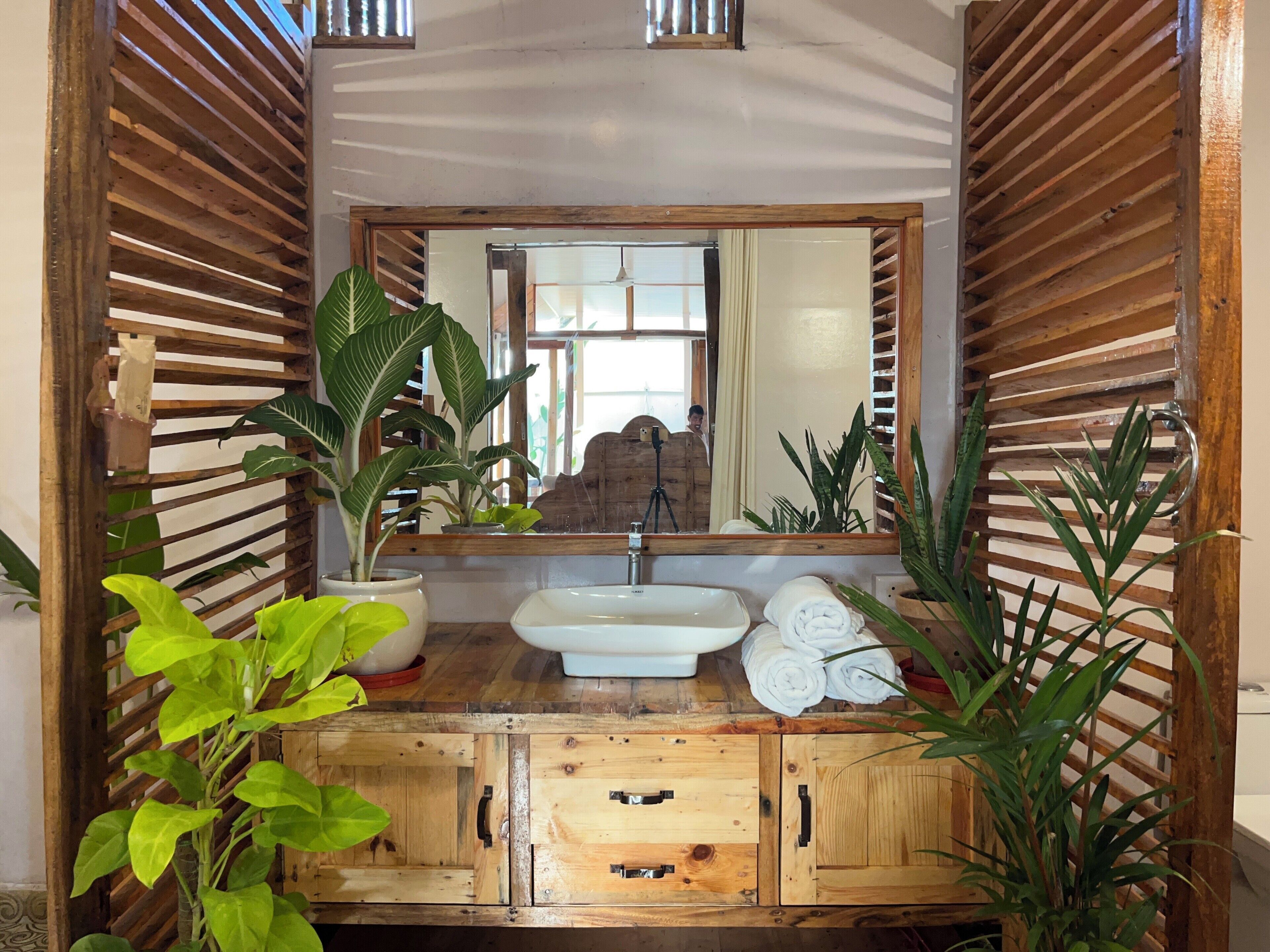 shower, bathrobes, towels