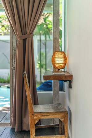 Villa, 2 soverom, privat basseng | 2 soverom, safe på rommet, skrivebord og barnesenger