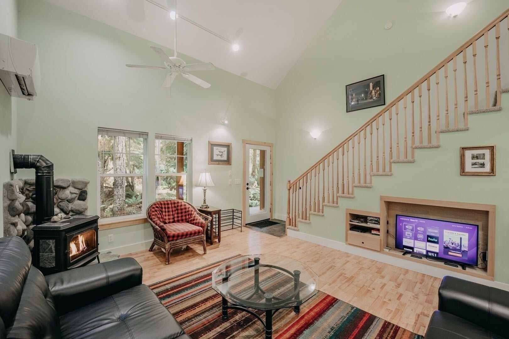 Cabin, 2 Bedrooms | Living area | Fireplace, DVD player