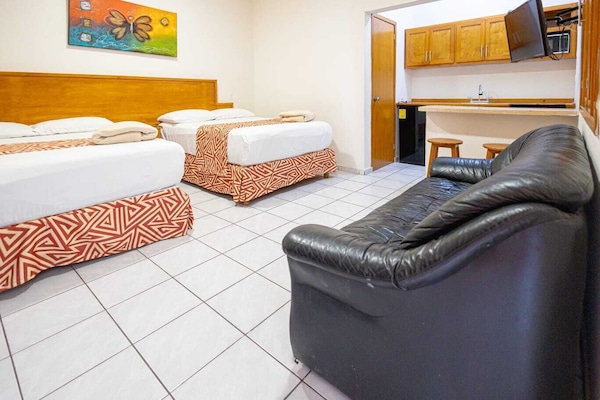 Desk, free WiFi, bed sheets