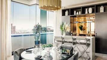 Premium bedding, down comforters, Select Comfort beds, in-room safe