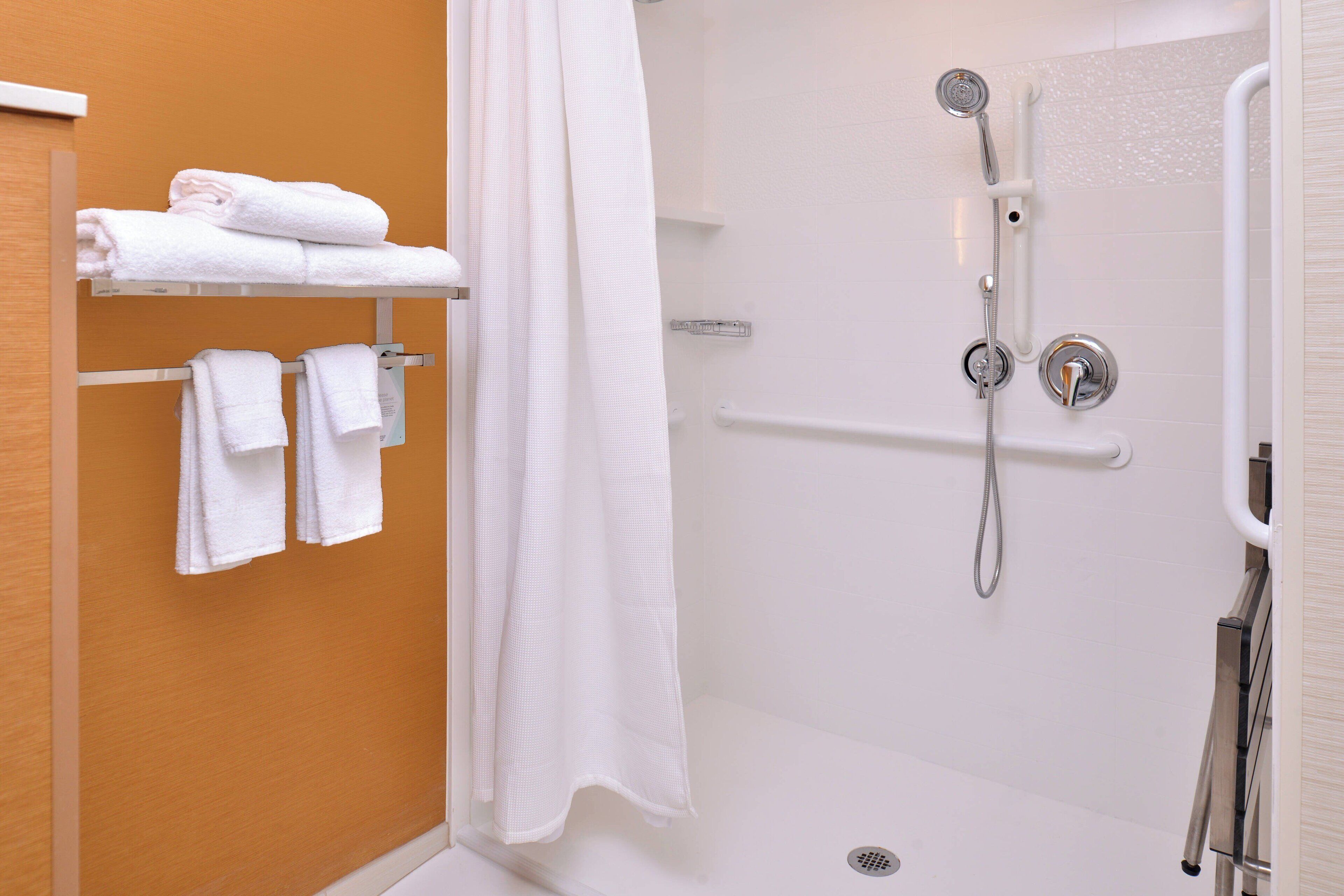 free toiletries, hair dryer, towels