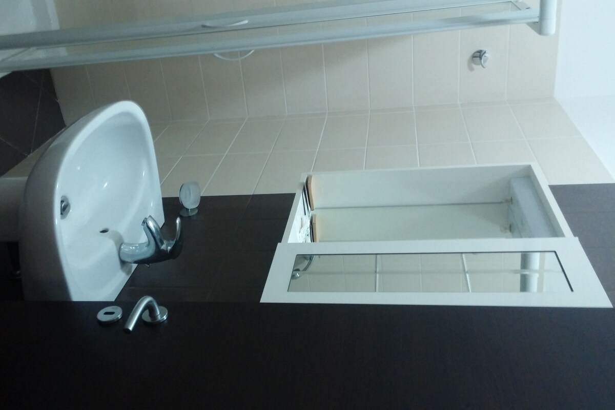 Separate bathtub and shower, free toiletries