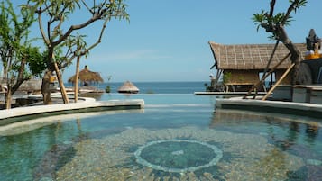 Outdoor pool, sun loungers