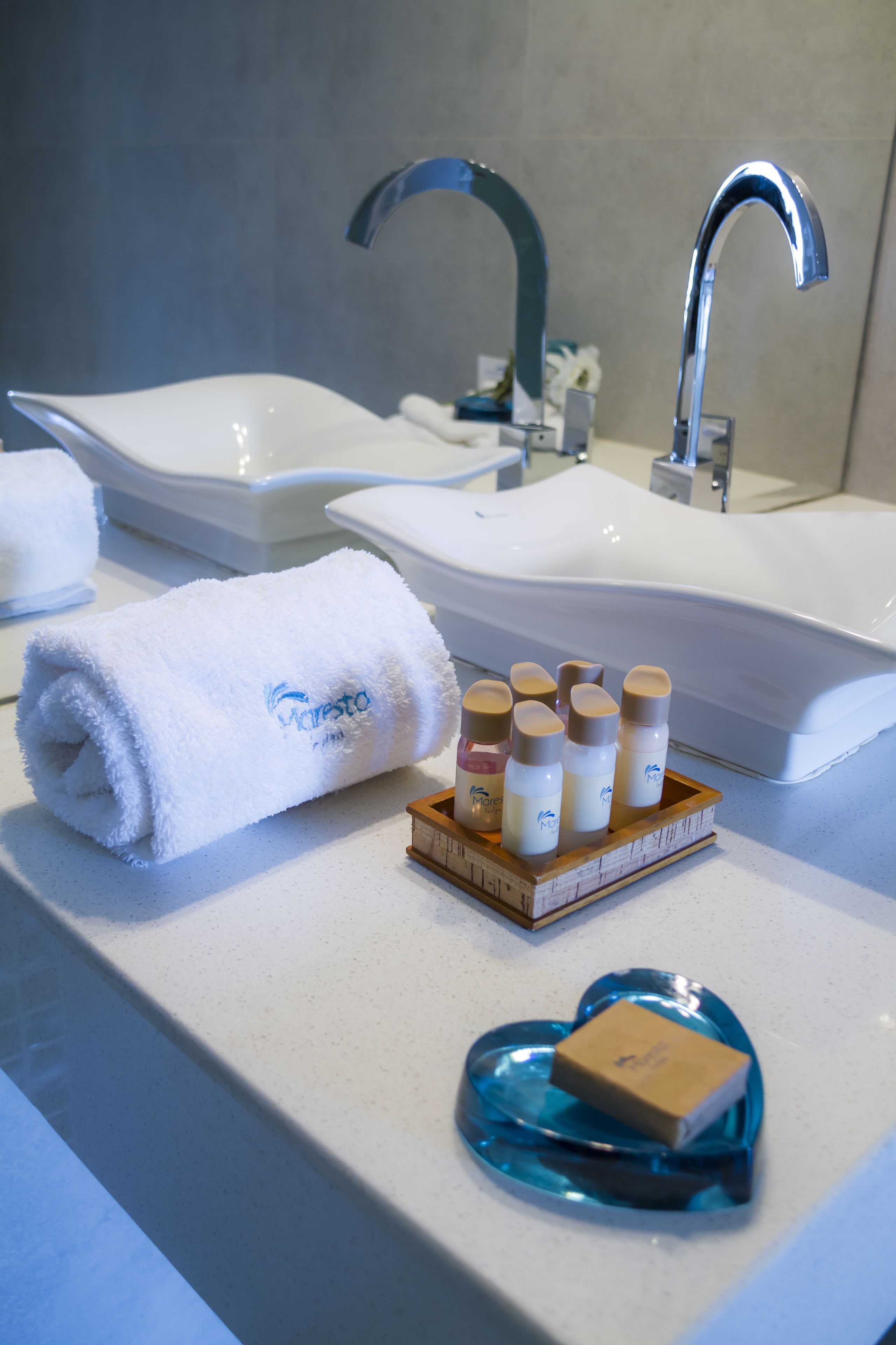 free toiletries, hair dryer, towels