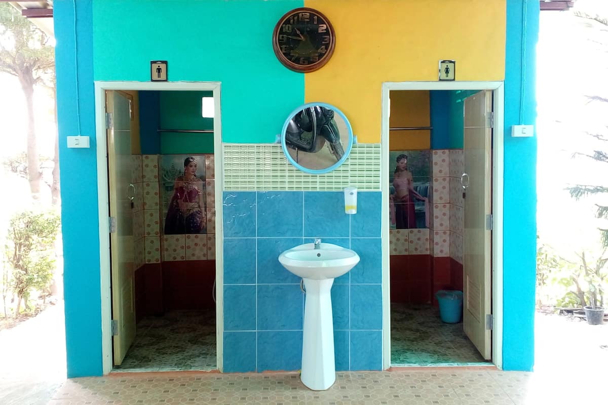 basic shared dormitory, mixed dorm, city view | bathroom | shower, free toiletries, towels