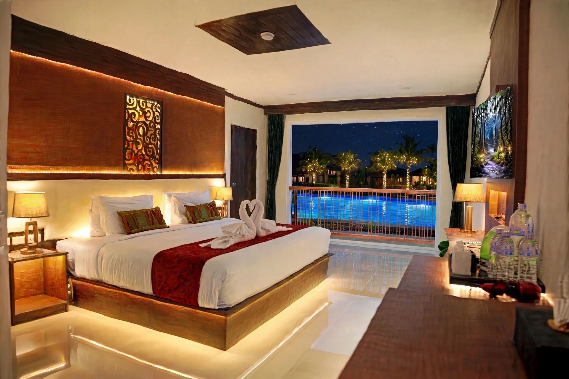 Superior Double Room, Pool View | Premium bedding, minibar, in-room safe, desk