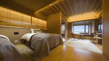 Habitación Confort, 2 camas individuales, para no fumadores (Sanri, Western, Open Air Bath Mt Fuji) | Caja de seguridad en la habitación, wifi gratis y ropa de cama