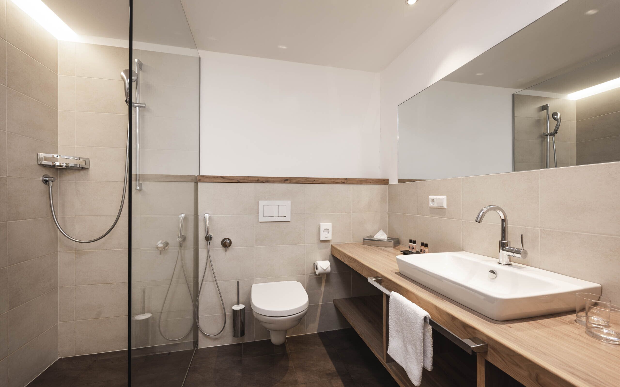 comfort double room, valley view | bathroom | shower, free toiletries, hair dryer, slippers