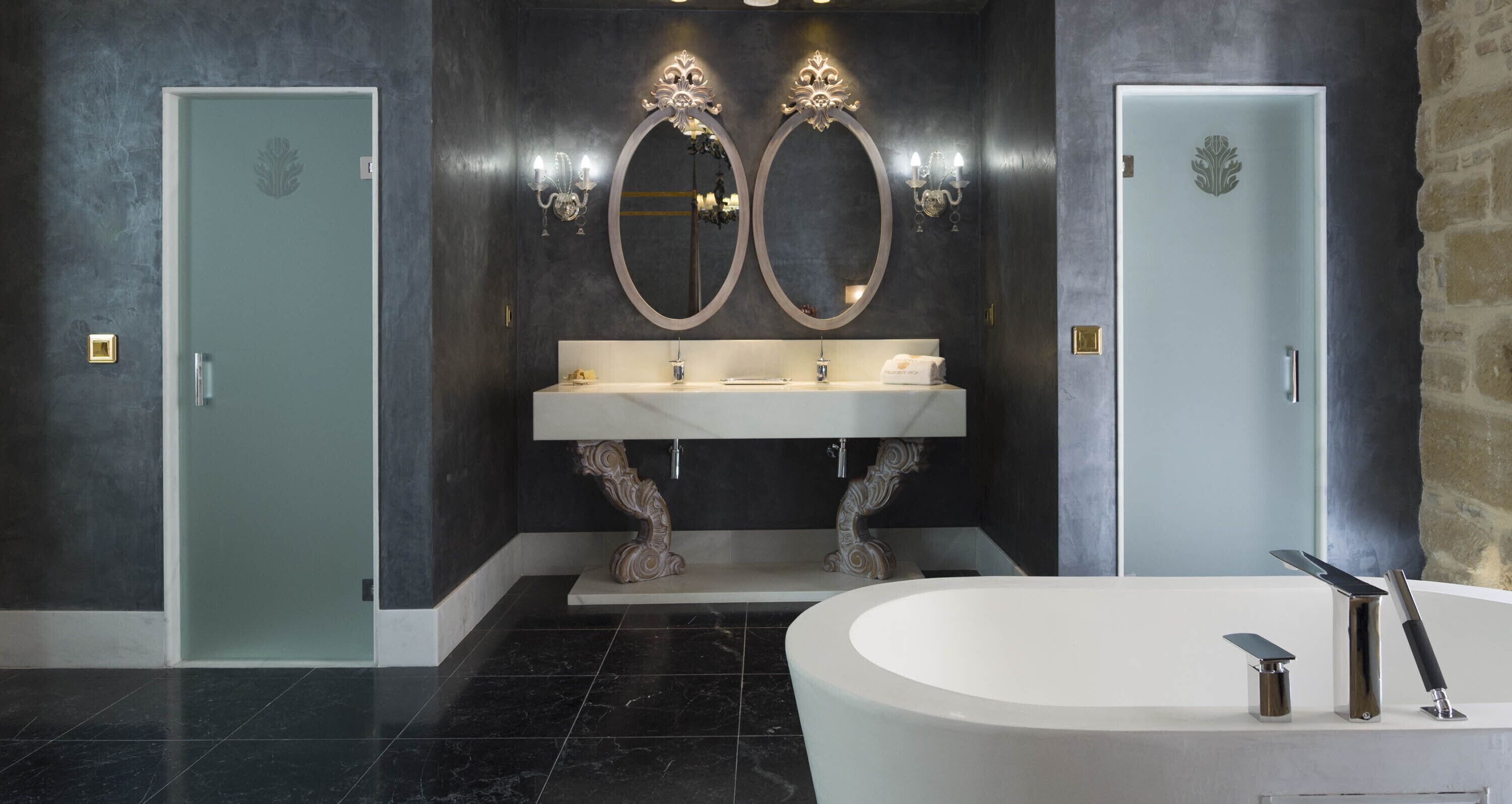 premium suite | bathroom | separate bathtub and shower, deep-soaking bathtub, designer toiletries