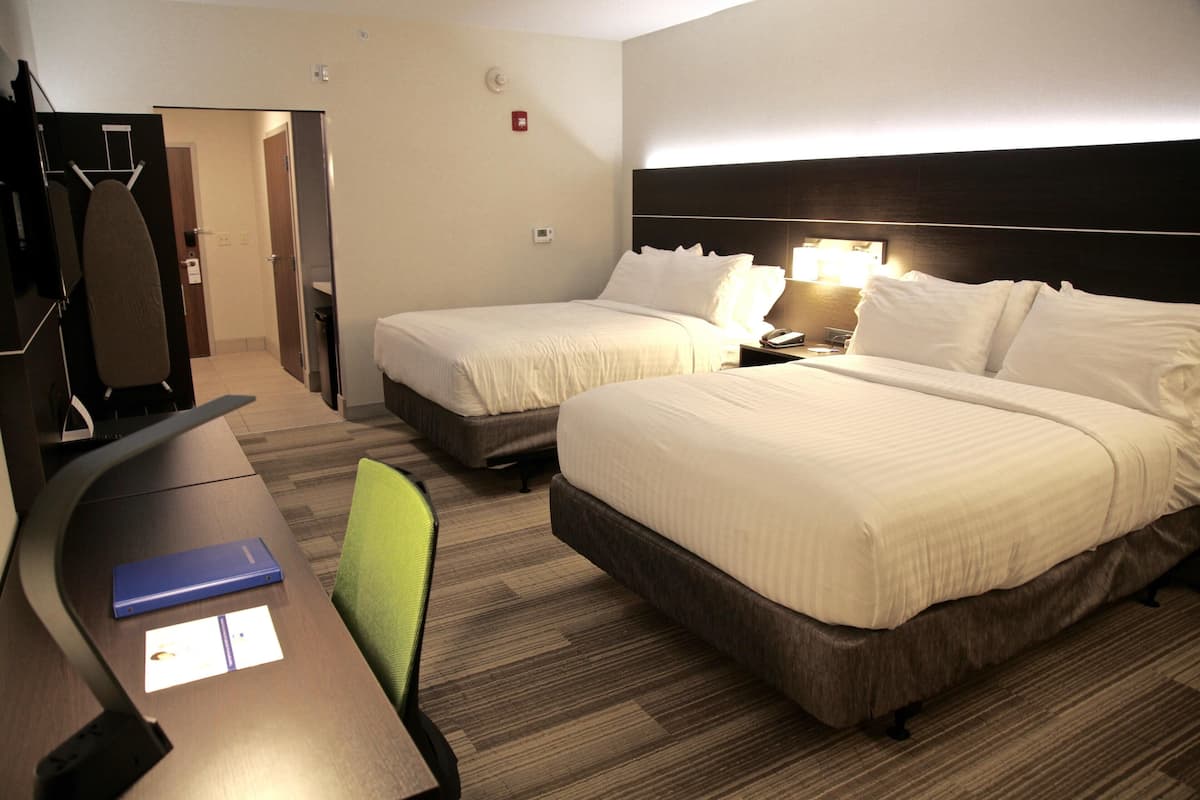 In-room safe, desk, iron/ironing board, cribs (free)