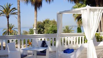 Twin kamer, uitzicht op zee | Terras