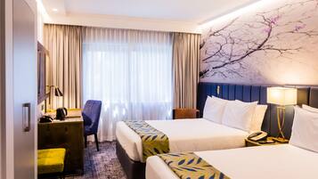 Standard Room, 2 Double Beds | In-room safe, desk, laptop workspace, blackout curtains