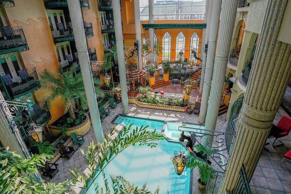Indoor pool, open 8:00 AM to 9:00 PM, sun loungers