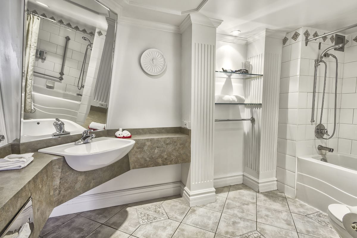 free toiletries, hair dryer, towels