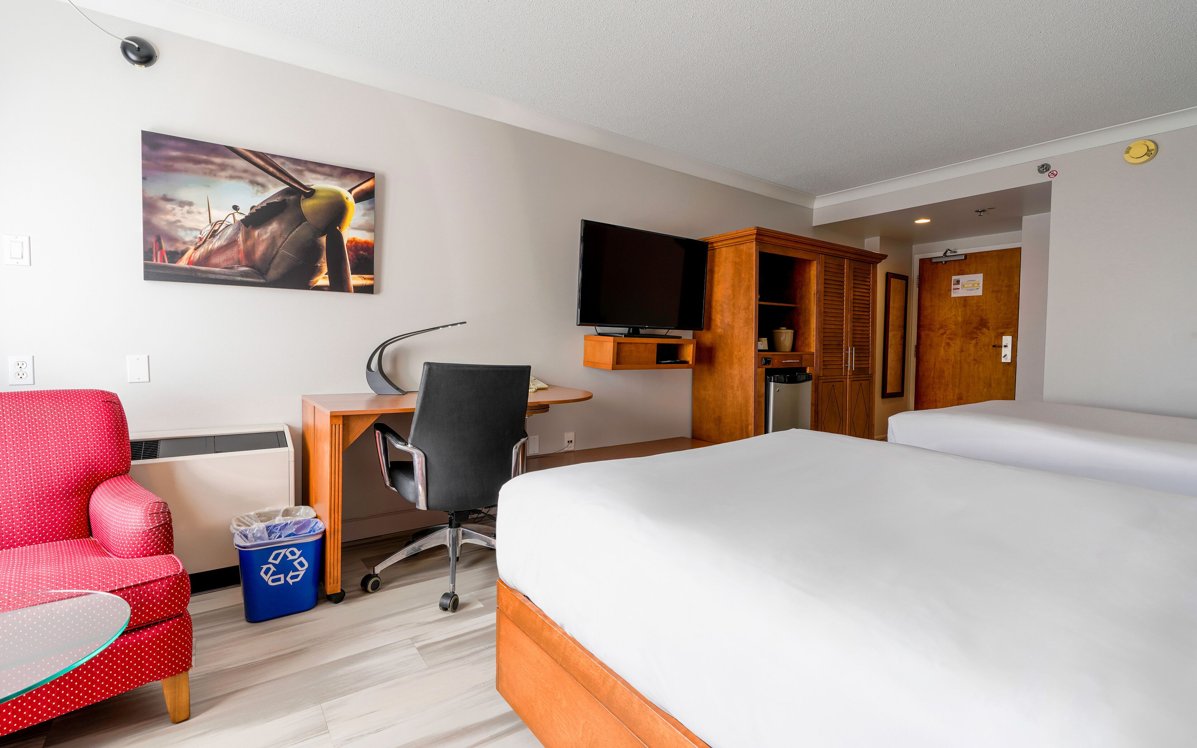 classic room, 2 double beds, accessible, bathtub | in-room safe, desk, blackout curtains, iron/ironing board