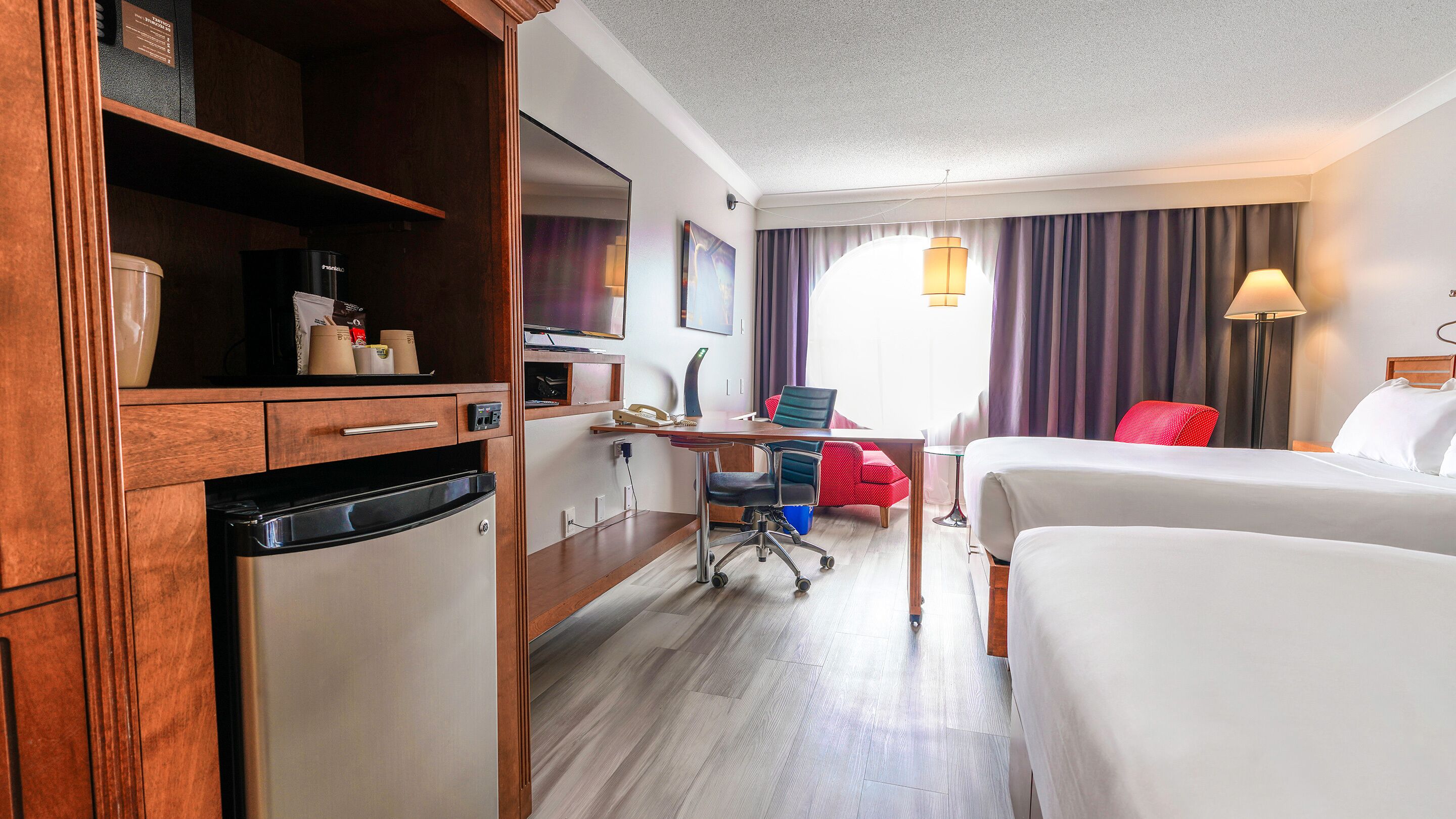 classic room, 2 double beds, bathtub | in-room safe, desk, blackout curtains, iron/ironing board