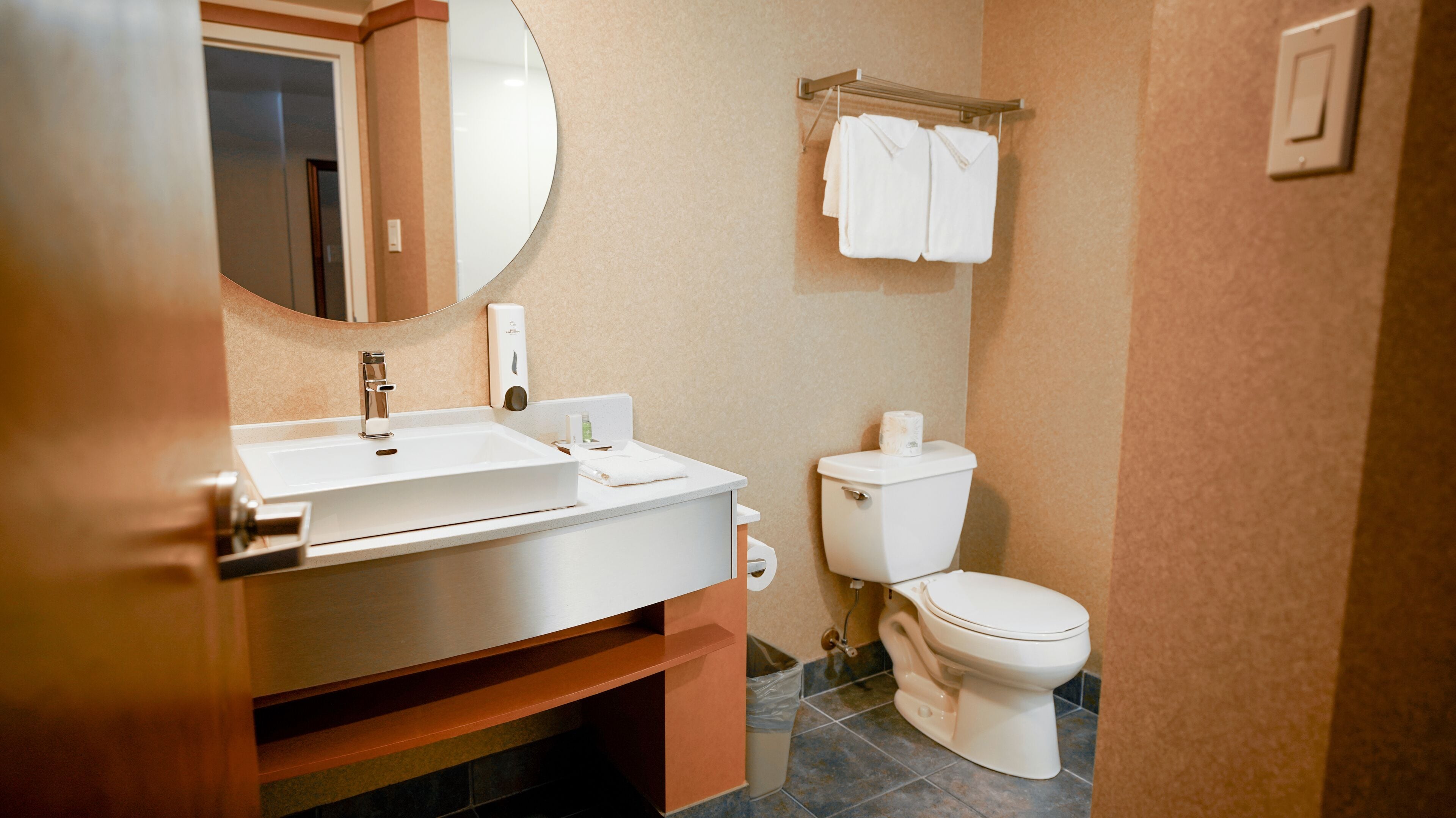 free toiletries, hair dryer, towels