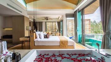 Premier Pool Villa | Bathroom | Shower, rainfall showerhead, free toiletries, hair dryer