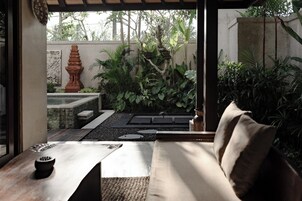 Grand One Bedroom Villa with Private Pool & Hot tub | Living area | 50-inch LED TV with digital channels, Netflix, streaming services