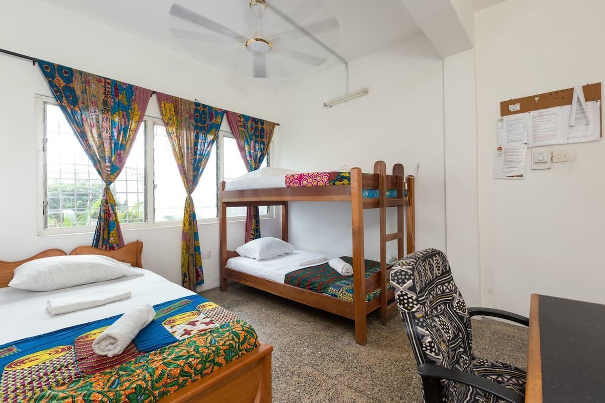Laptop workspace, free WiFi, bed sheets