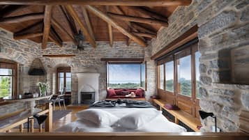 Grand Suite with Panoramic Sea View - Thivi | 2 Schlafzimmer, Bettwäsche aus ägyptischer Baumwolle