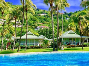 Villa, 1 King Bed, Beachfront | In-room safe, desk, laptop workspace, iron/ironing board