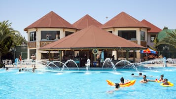 6 indoor pools, seasonal outdoor pool, pool umbrellas, pool loungers