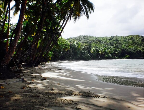 Playa en los alrededores, playa de arena blanca y toallas de playa