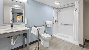 Een moderne badkamer met een wastafel, toilet en inloopdouche.