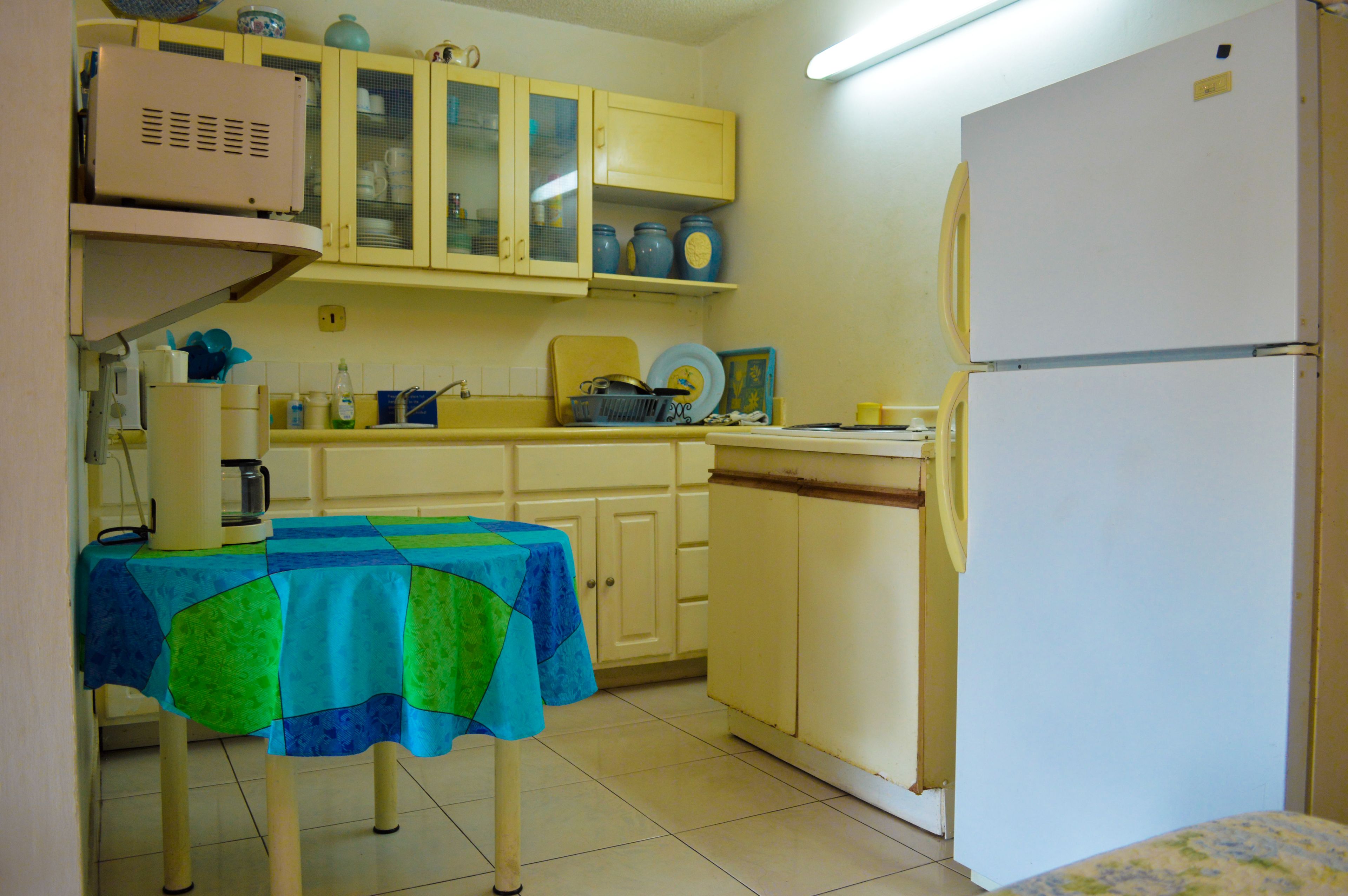 comfort studio, ocean view, sea facing | private kitchen | full-sized fridge, stovetop