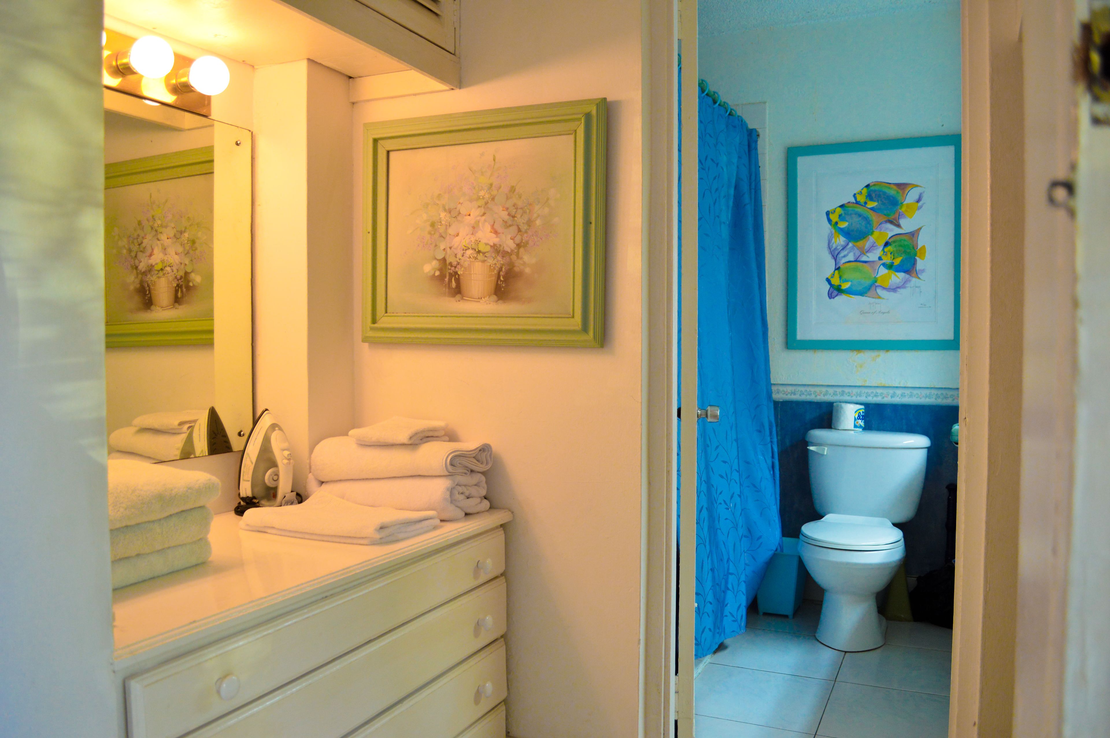 comfort studio, ocean view, sea facing | bathroom | towels