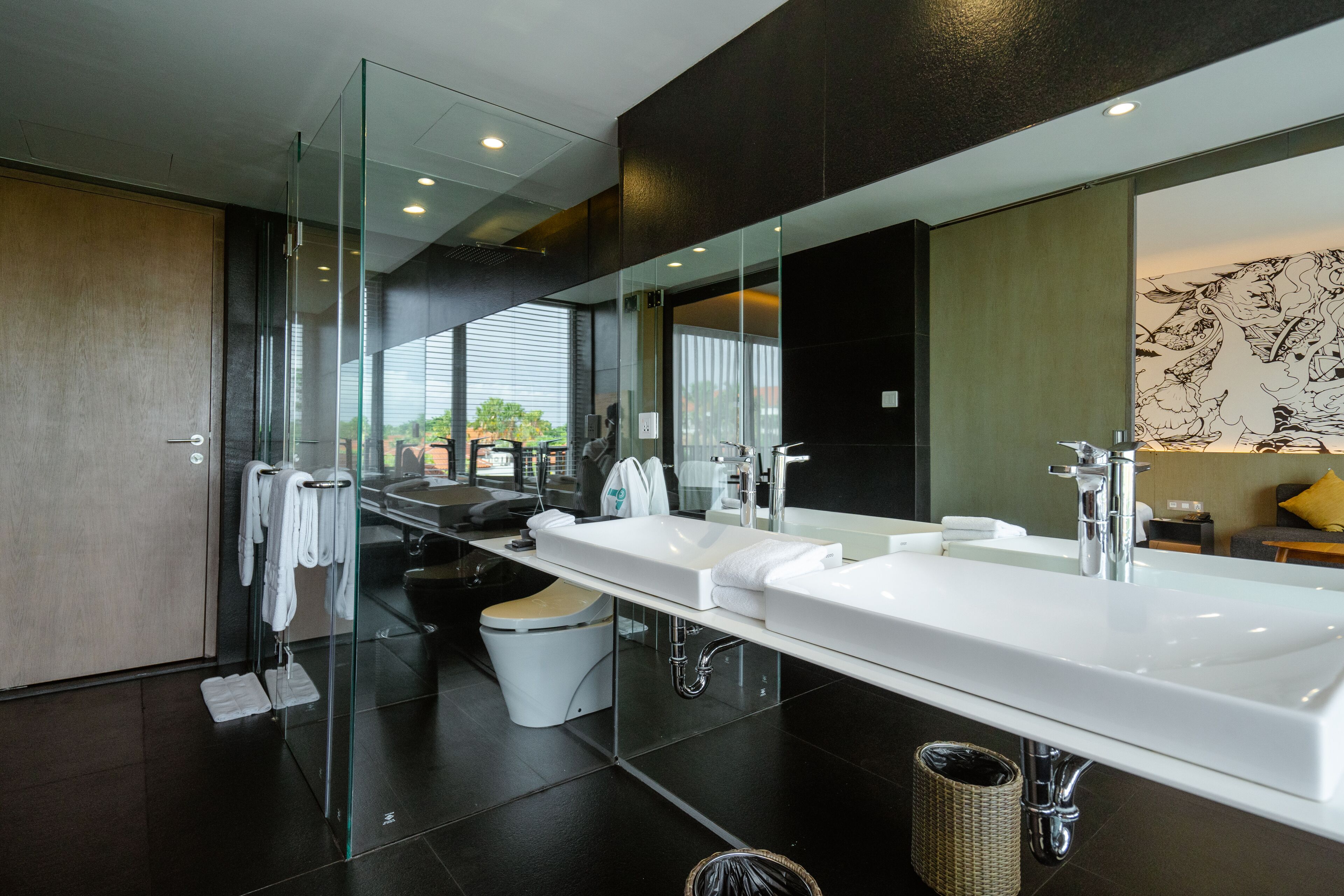 free toiletries, hair dryer, bathrobes, slippers