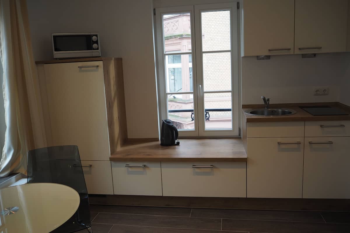 superior apartment, kitchenette | private kitchen | full-sized fridge, microwave, stovetop, electric kettle