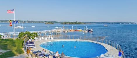 Outdoor pool, open 8:00 AM to 8:00 PM, sun loungers