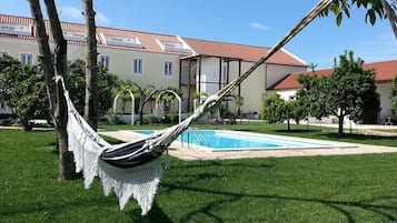 Outdoor pool, sun loungers