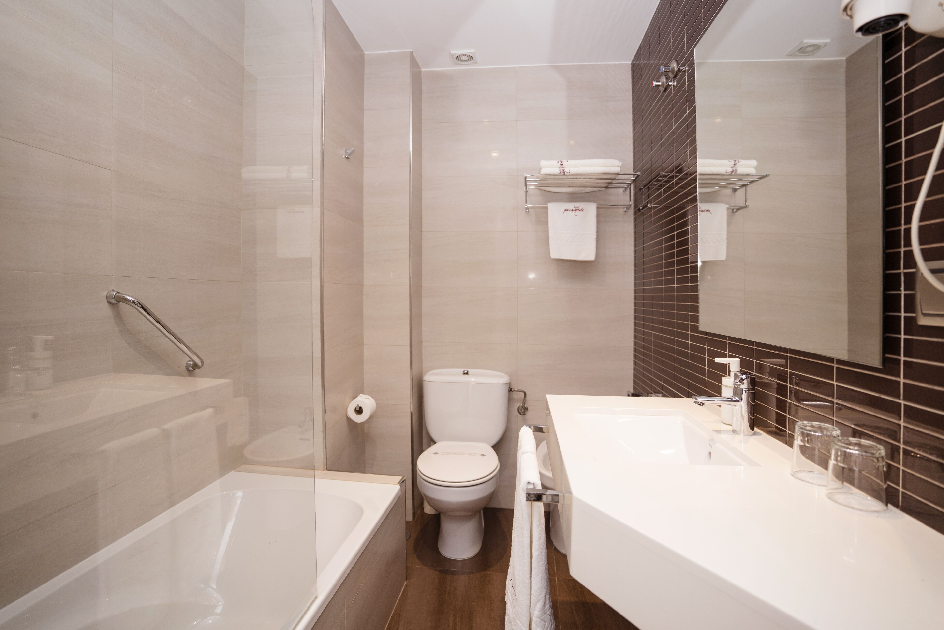 free toiletries, hair dryer, towels