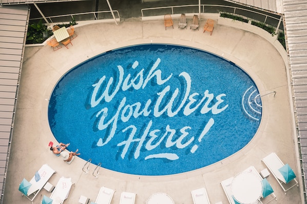 Outdoor pool, pool loungers