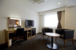 40-inch flat-screen TV with digital channels, TV, pay films