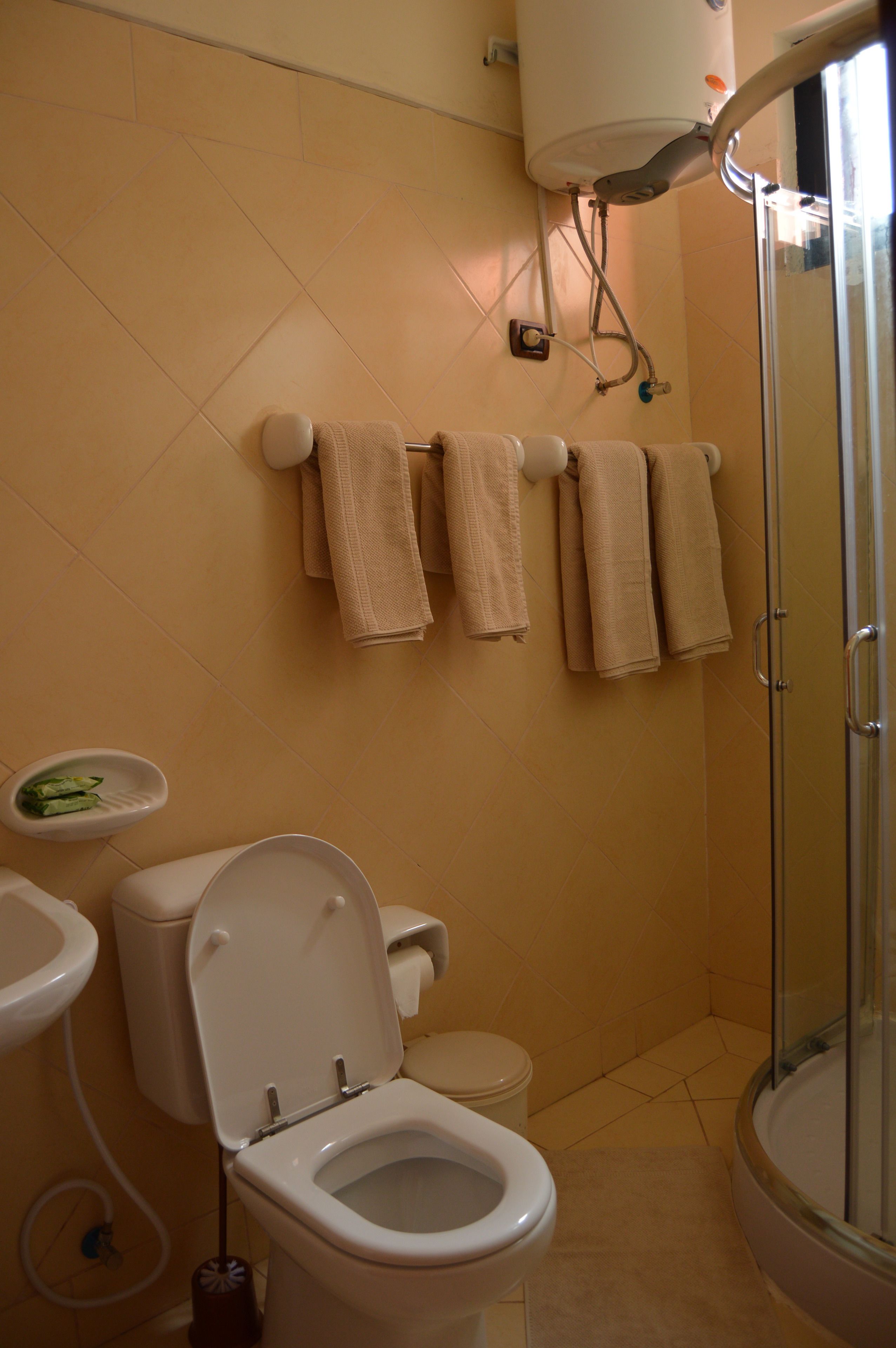 double or twin room, mountain view | bathroom | shower, hair dryer, towels