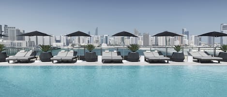 Outdoor pool, pool loungers