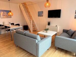 Apartment, 2 Bedrooms, Terrace (5 People) | Living area | Flat-screen TV - Plesners Havnelejligheder (Skagen)