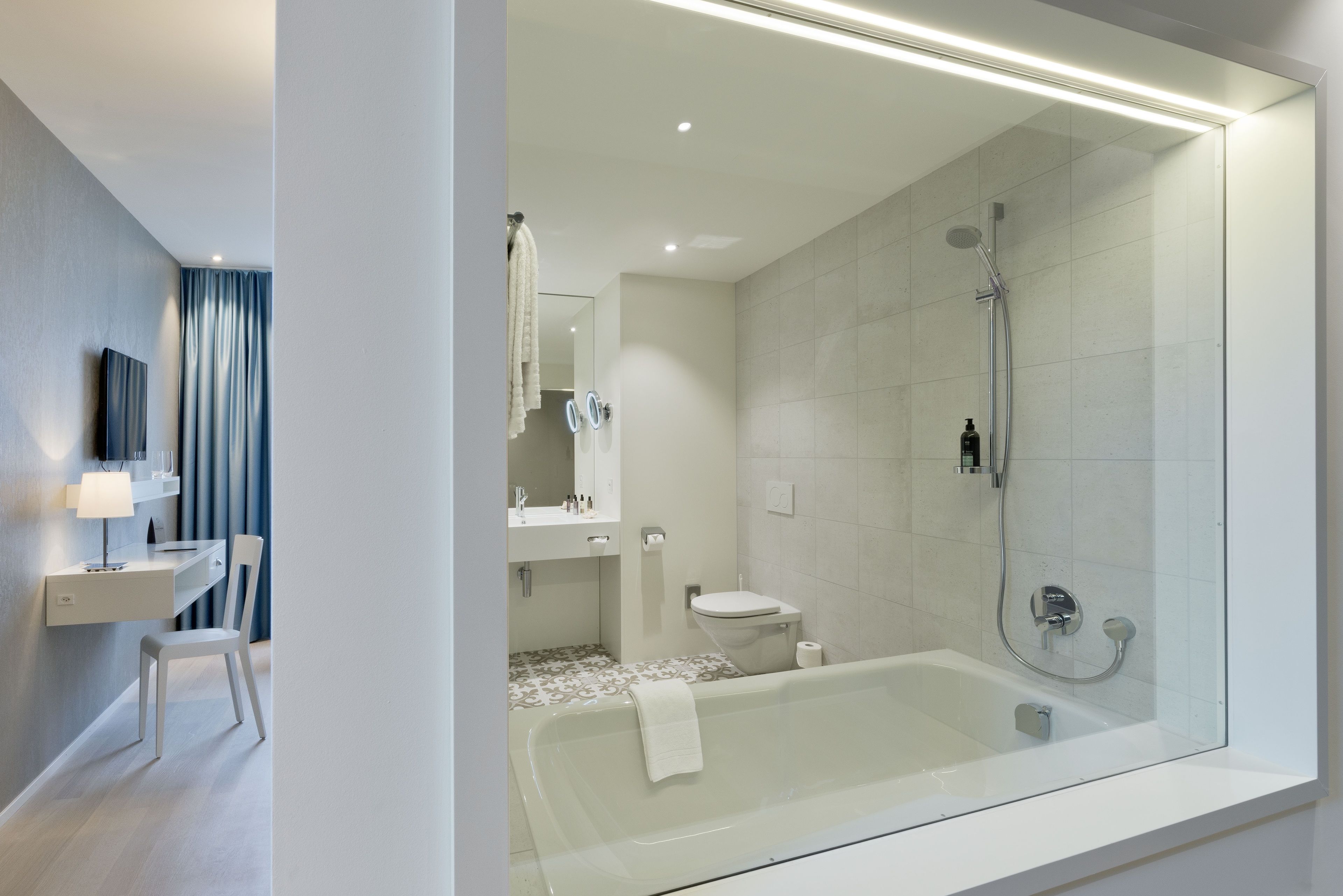 double room | in-room safe, desk, laptop workspace, blackout curtains