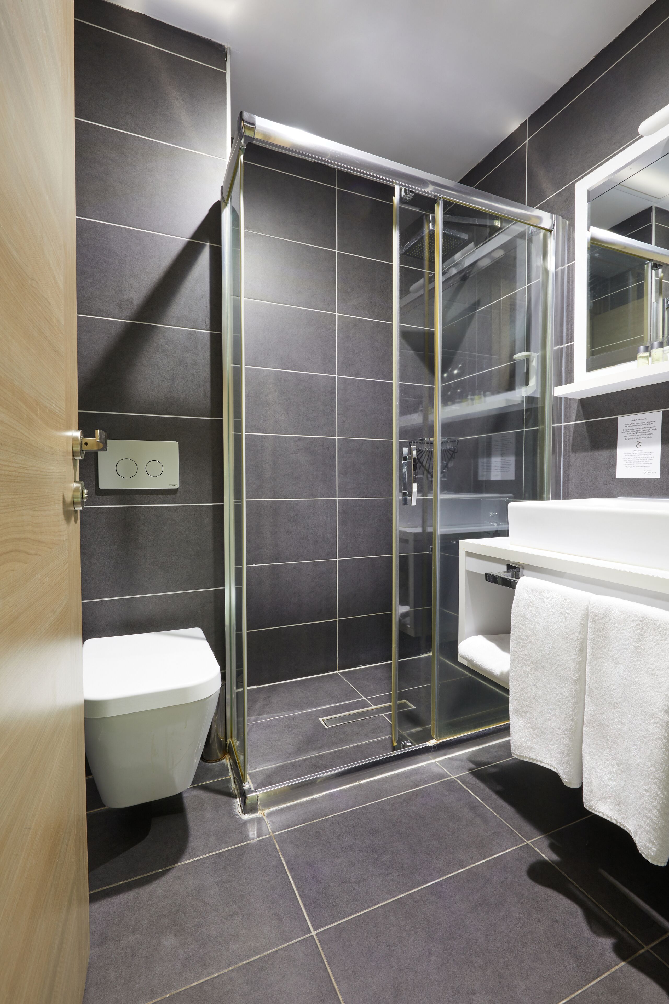 shower, rainfall showerhead, free toiletries, hair dryer